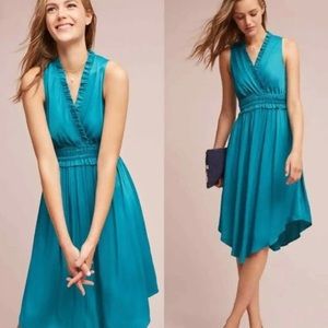 Anthropologie Maeve Large La Habana Dress ~ Turquoise Festive Party Holiday